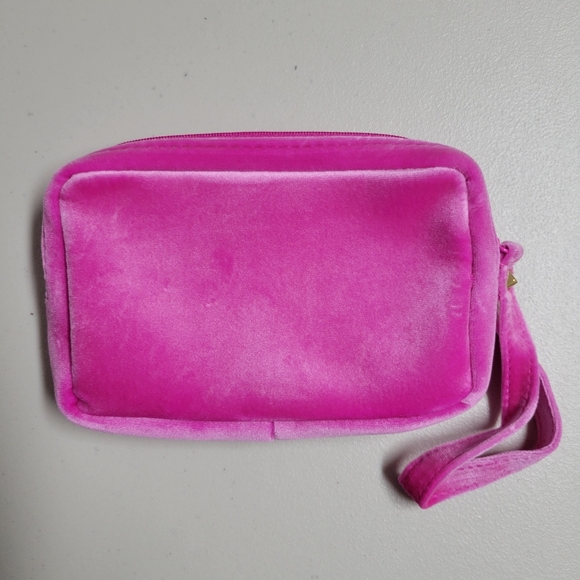 Valentino Beaury Small Pink Velvet Travel Pouch Makeup Wrislet Travel Bag. - Picture 6 of 10